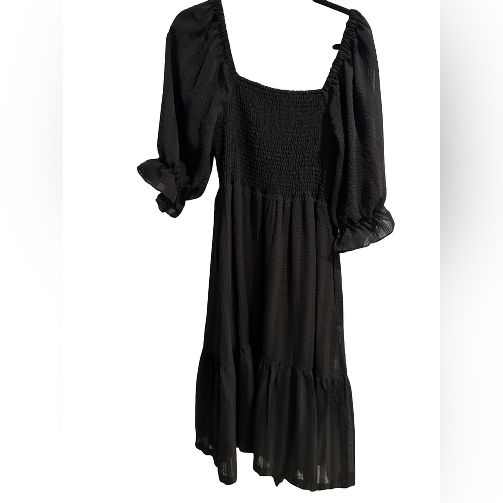 Madewell Smocked Black midi Dress